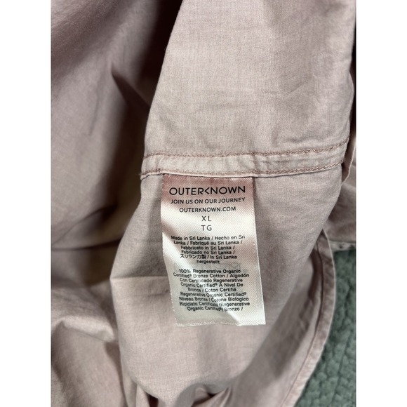 OUTERKNOWN Mens Size XL The Short Sleeve Studio Shirt Button Down Seashell - Picture 7 of 10